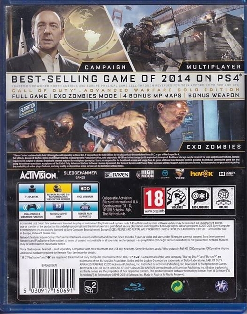 Call of Duty Advanced Warfare Gold Edition - PS4 (A Grade) (Genbrug)